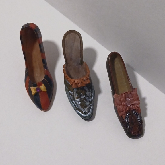 3 Vintage Miniature Shoes Dress Shoe Pump Heel - Picture 3 of 15